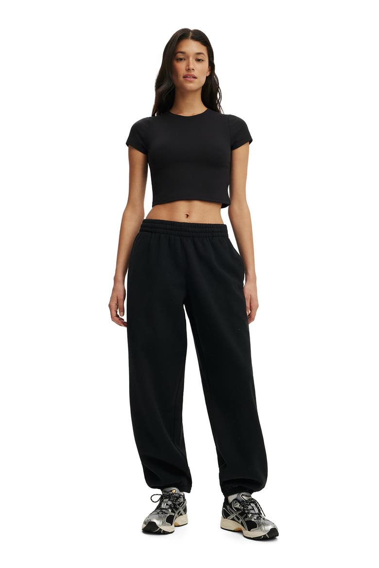 Women's Active Ultra Soft Cropped Fitted Tshirt, Alternate, color, Black