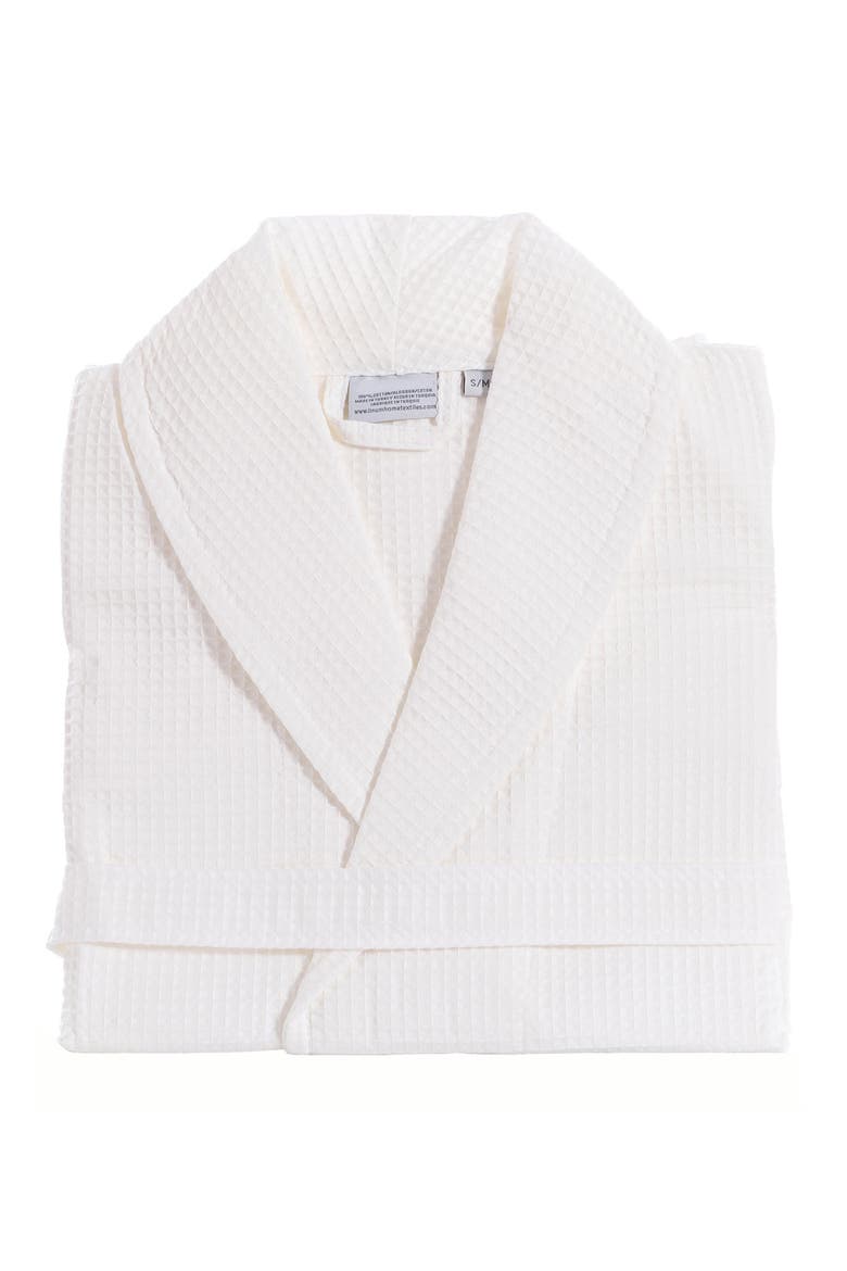 Waffle Weave Bathrobe, Alternate, color, WHITE