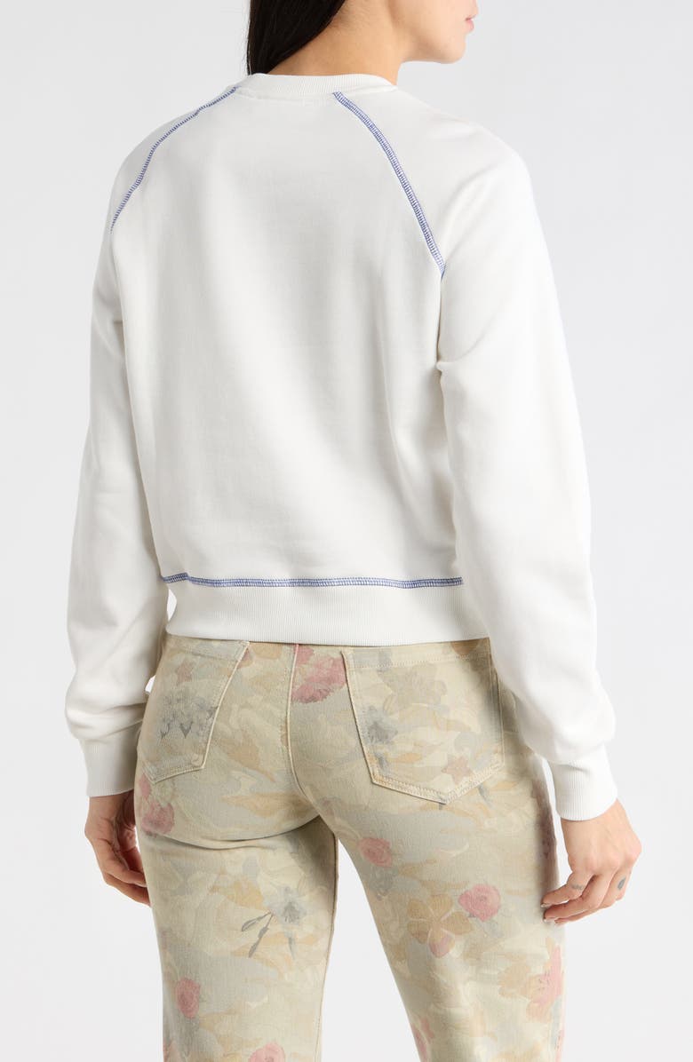 Desigual Mixed Media Crewneck Sweatshirt, Alternate, color, Light Beige