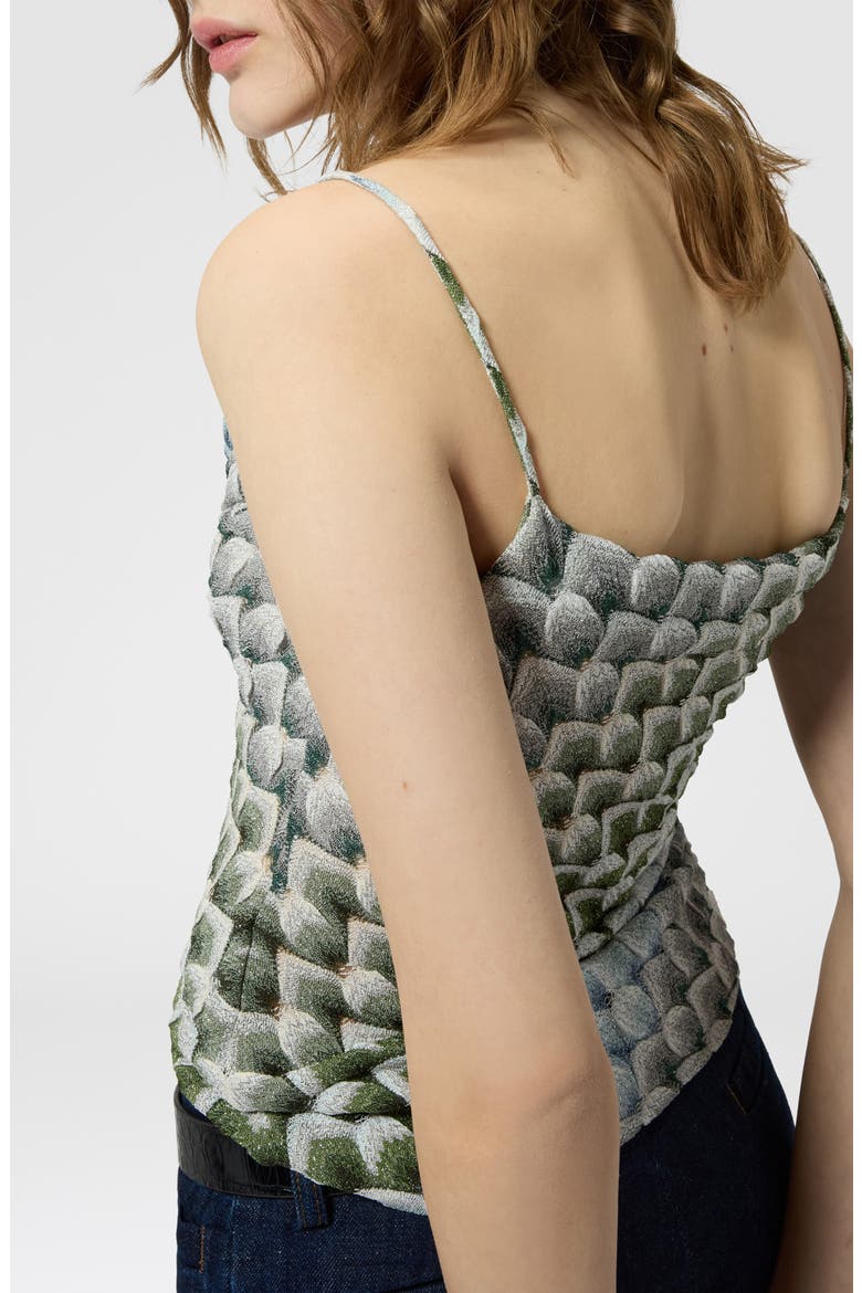 Metallic Lace Cowl Neck Camisole, Alternate, color, GREEN/ LIGHT BLUE/ WHITE BASE