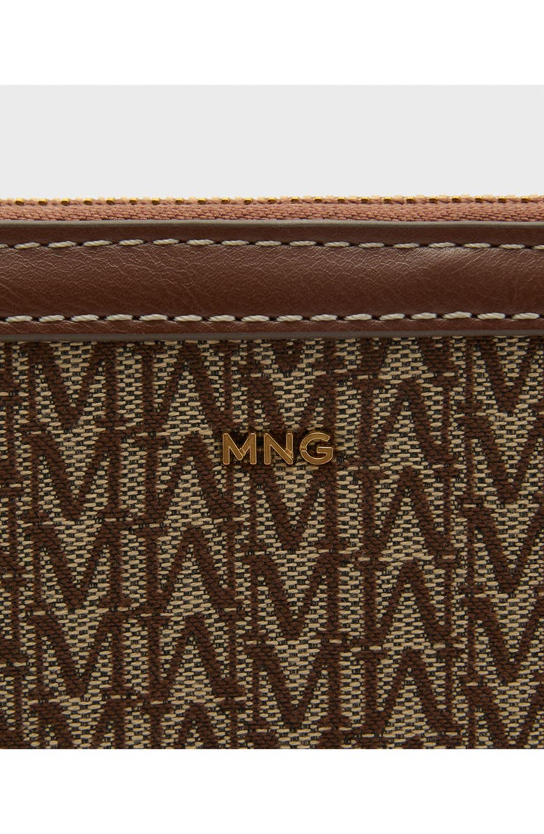 MANGO Large Logo Jacquard Zip Wallet, Alternate, color, Chocolate