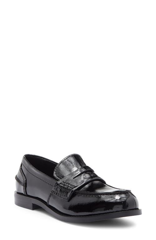 Jeffrey Campbell Books Penny Loafer In Black Crinkle Patent