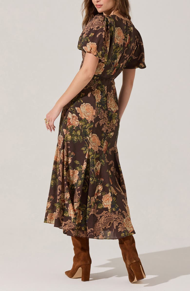 ASTR the Label Lavena Floral Puff Sleeve Midi Dress, Alternate, color, 