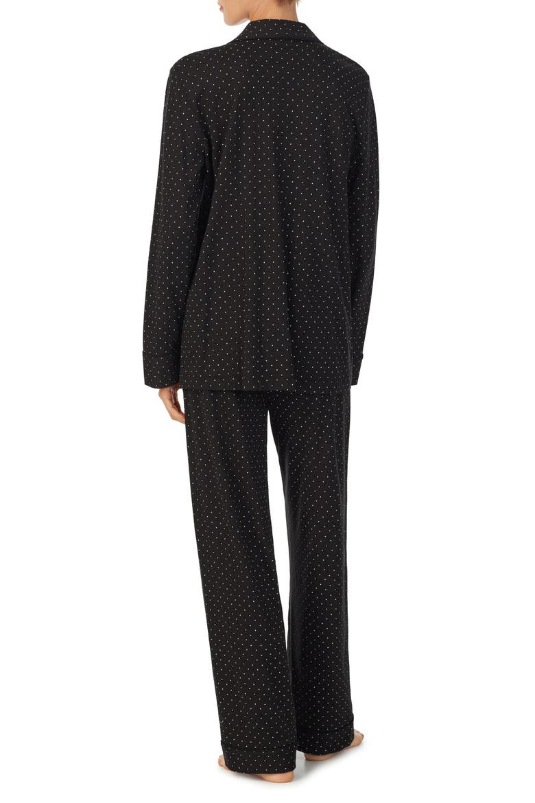 Long Sleeve Cotton Blend Pajamas, Alternate, color, BLACK DOT