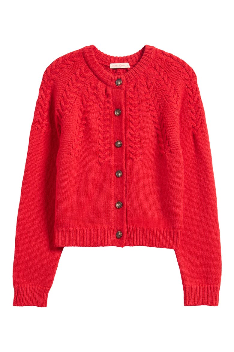 Everly Cable Stitch Cardigan, Alternate, color, CHERRY RED