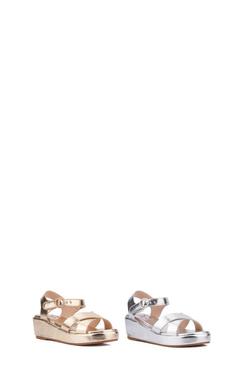 Olivia Miller Kids' Metallic Wedge Sandal In Silver