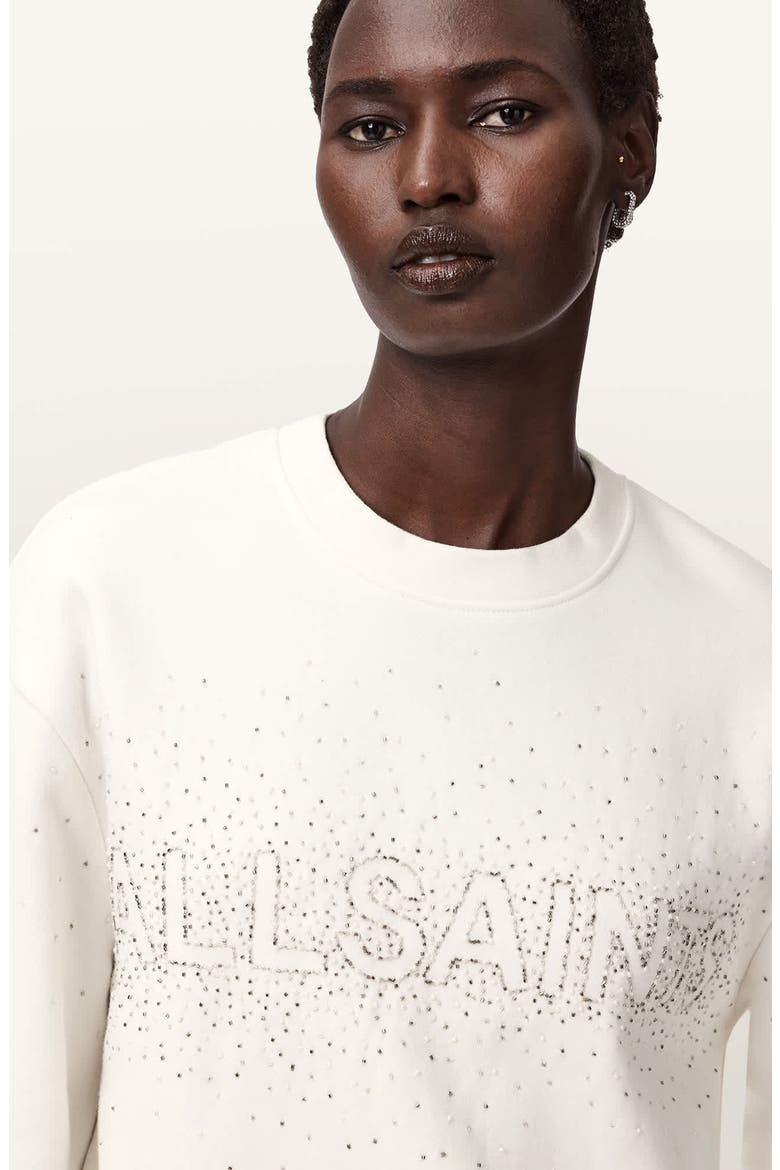 Etta Crystal Embellished Fleece Sweatshirt, Alternate, color, WHITE