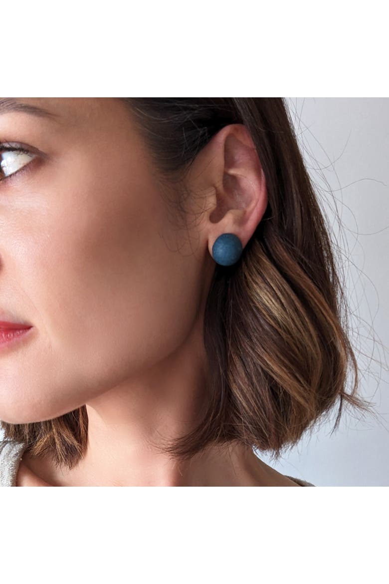 Dome Earrings, Alternate, color, Cobalt Terrazzo