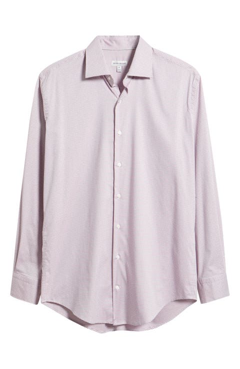Conway Microcheck Crown Lite Performance Twill Button-Up Shirt