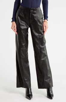 Kadin Mid Rise Straight Leg Leather Pants