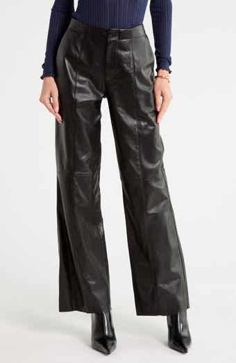 Kadin Mid Rise Straight Leg Leather Pants