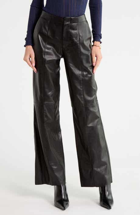 Kadin Mid Rise Straight Leg Leather Pants