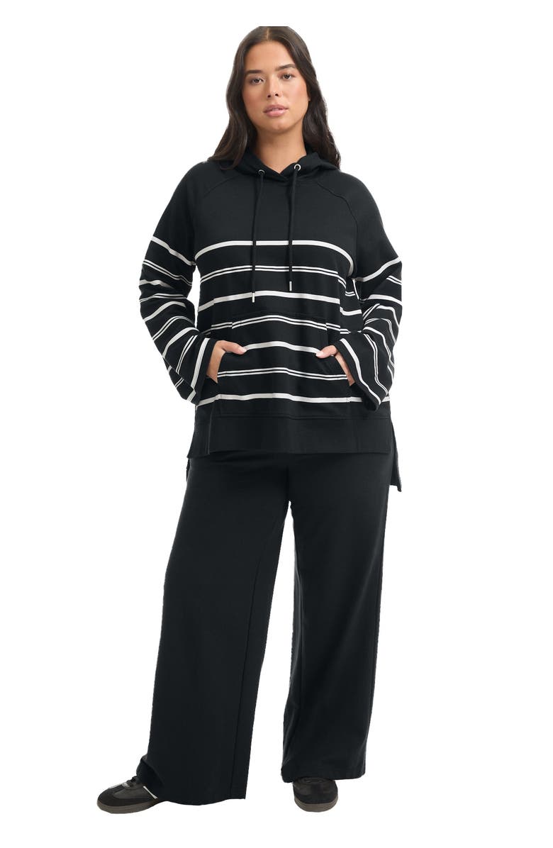 June + Vie Bell-Sleeve French Terry Sweatshirt, Main, color, Black Horizontal Stripe