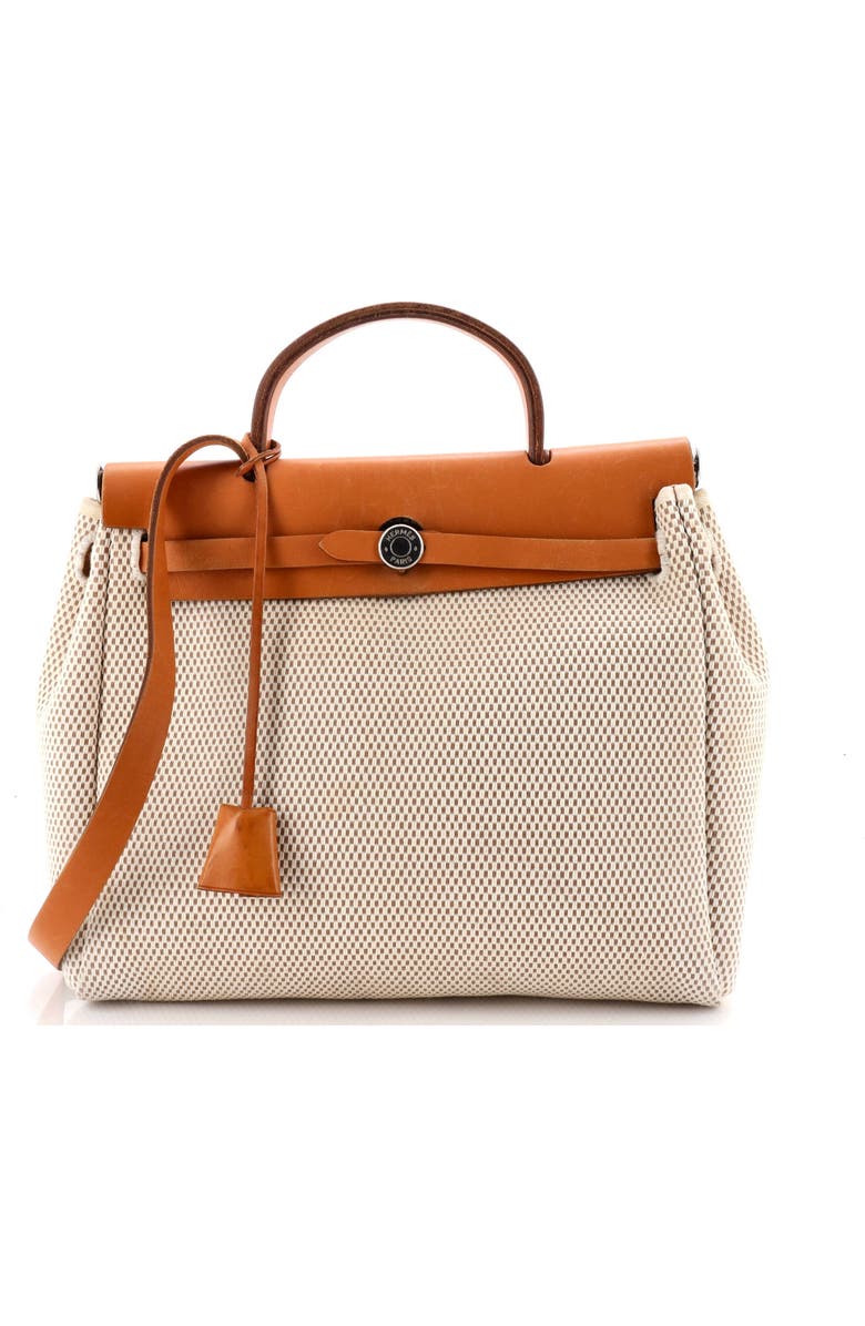 Pre-Owned Hermes Herbag Zip Criss Viking Toile and Leather 31, Main, color, Ecru