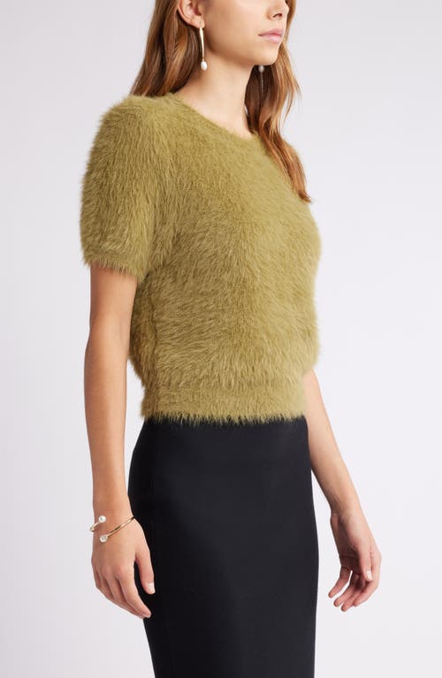 Open Edit Eyelash Sweater In Olive Brine