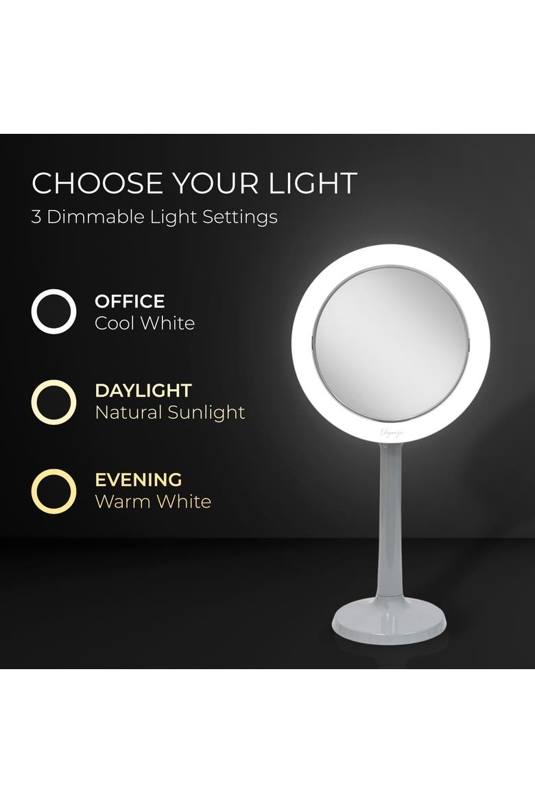 Hudson Lighted Makeup Mirror with 8X/1X Magnifications & Suction Cup, Alternate, color, Gray
