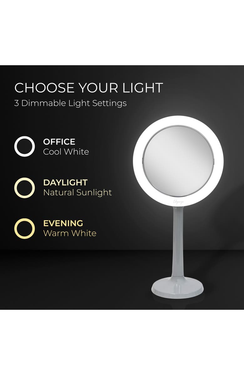 Zadro Hudson Lighted Makeup Mirror with 8X/1X Magnifications & Suction Cup, Alternate, color, Gray