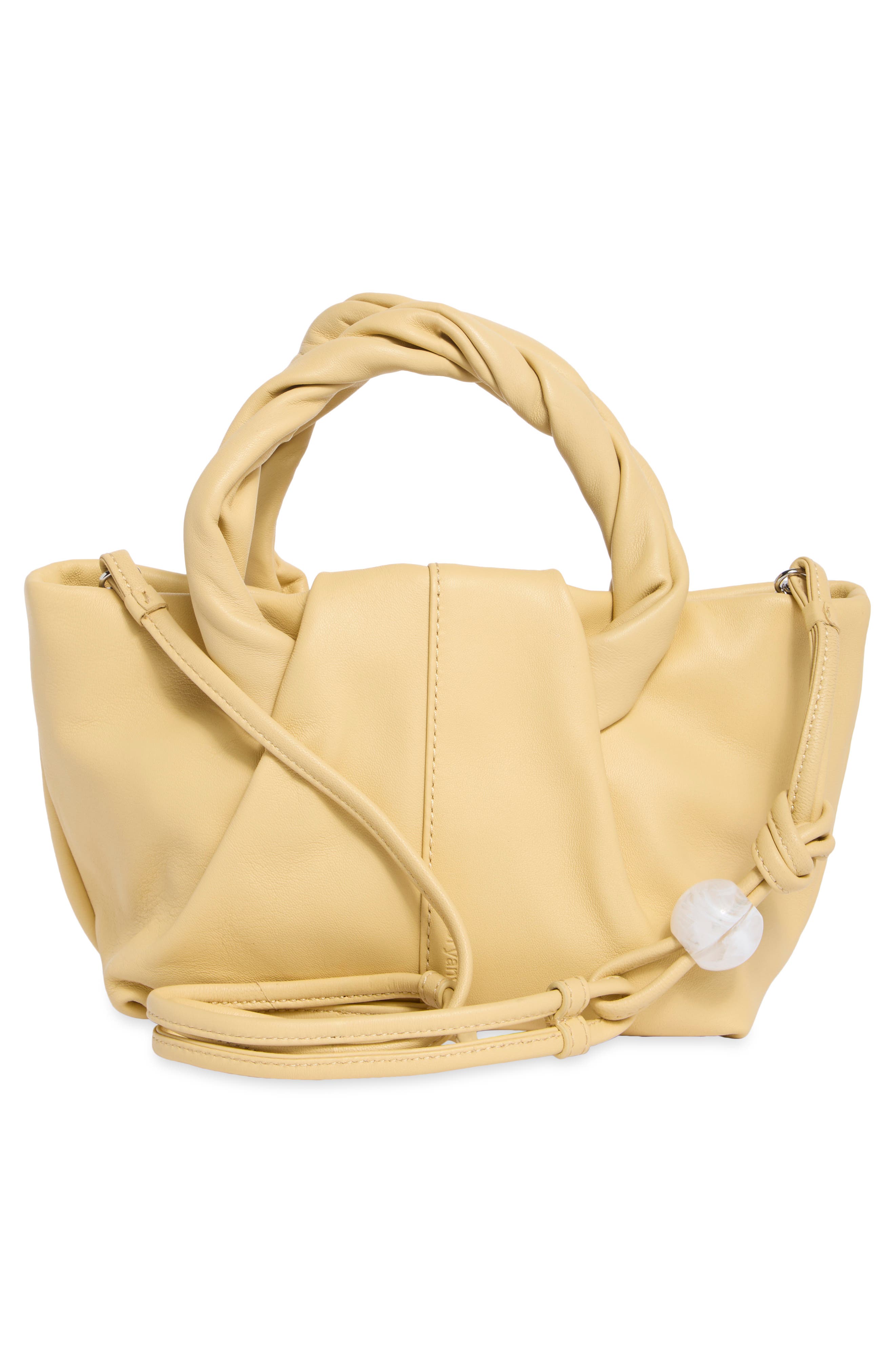 Small Cozy Leather Handbag, Alternate, color, BABY YELLOW