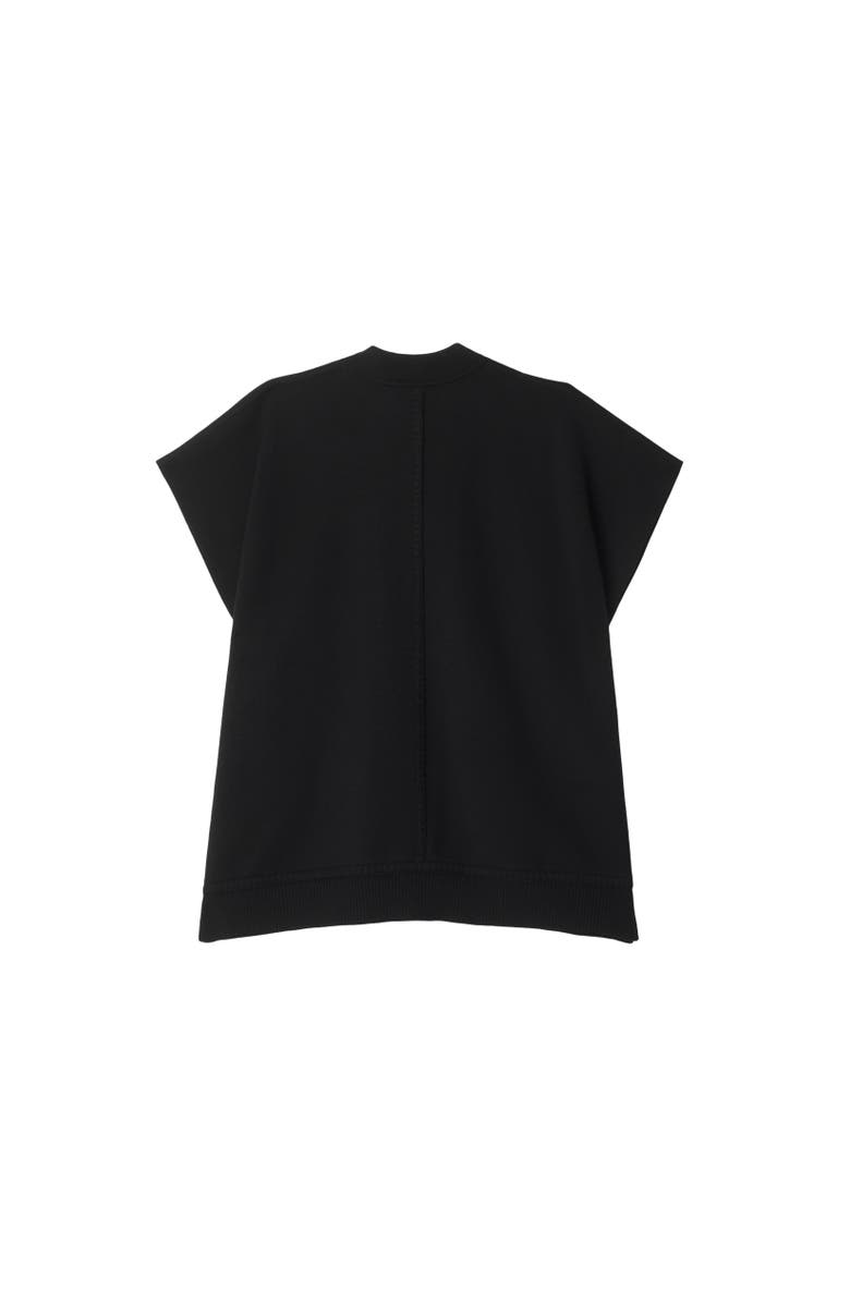 Burberry Check Label Wool Blend Cape, Alternate, color, Black