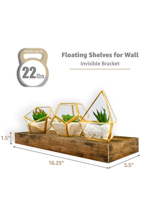 Set of 2 16-Inch Rectangular Floating Shelves