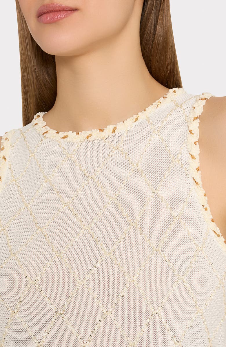 Milly Meli Beaded Sleeveless Sweater, Alternate, color, Off White