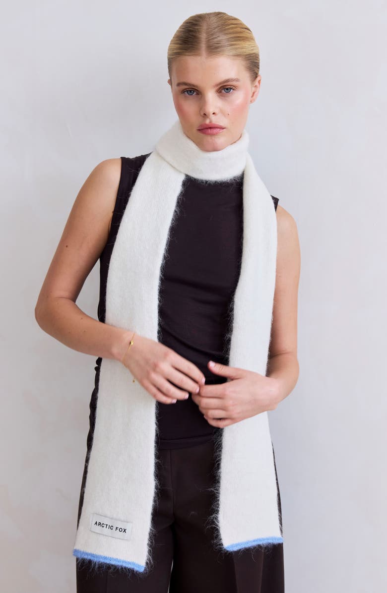 Arctic Fox & Co The Alpaca Blend Skinny Scarf, Alternate, color, Arctic White/ Sky Blue