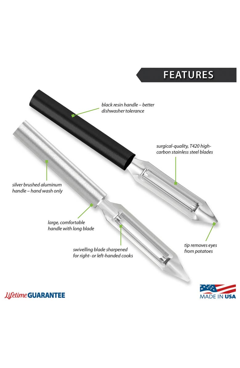 Rada Cutlery 2-Inch Deluxe Vegetable Peeler with Straight Blade, Alternate, color, Black