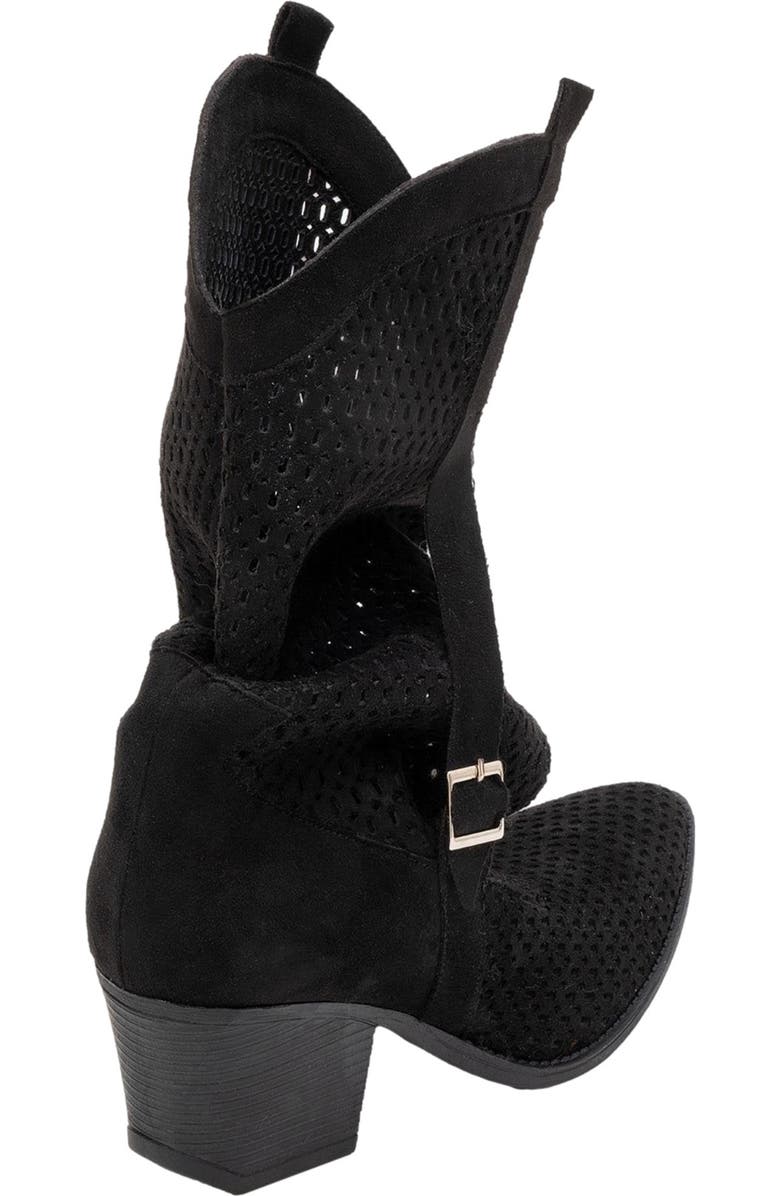 Prologue Shoes Larry Western Cut-Out Summer Boots, Alternate, color, Black Faux Leather