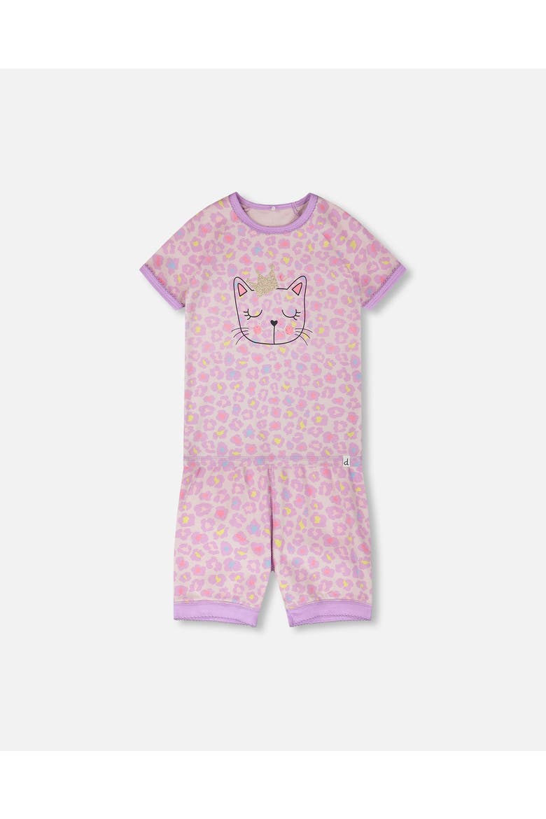 Organic Cotton Animal Two-Piece Pyjama Set, Main, color, Purple Animal Print