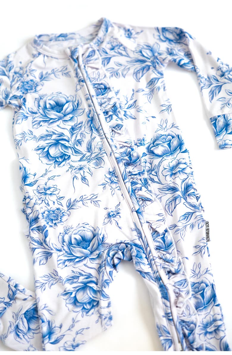 Charlie Lou Baby<sup>®</sup> Secret Garden Toile Double Zipper Covertible Ruffle Romper, Alternate, color, 