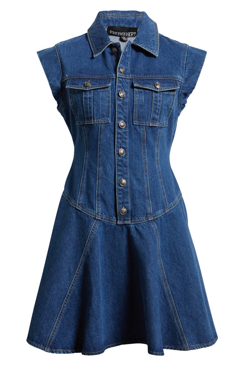 Cotton Denim Mini Shirtdress, Alternate, color, INDIGO
