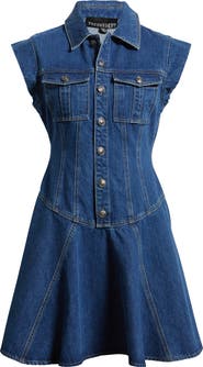 FREEMARKET Cotton Denim Mini Shirtdress