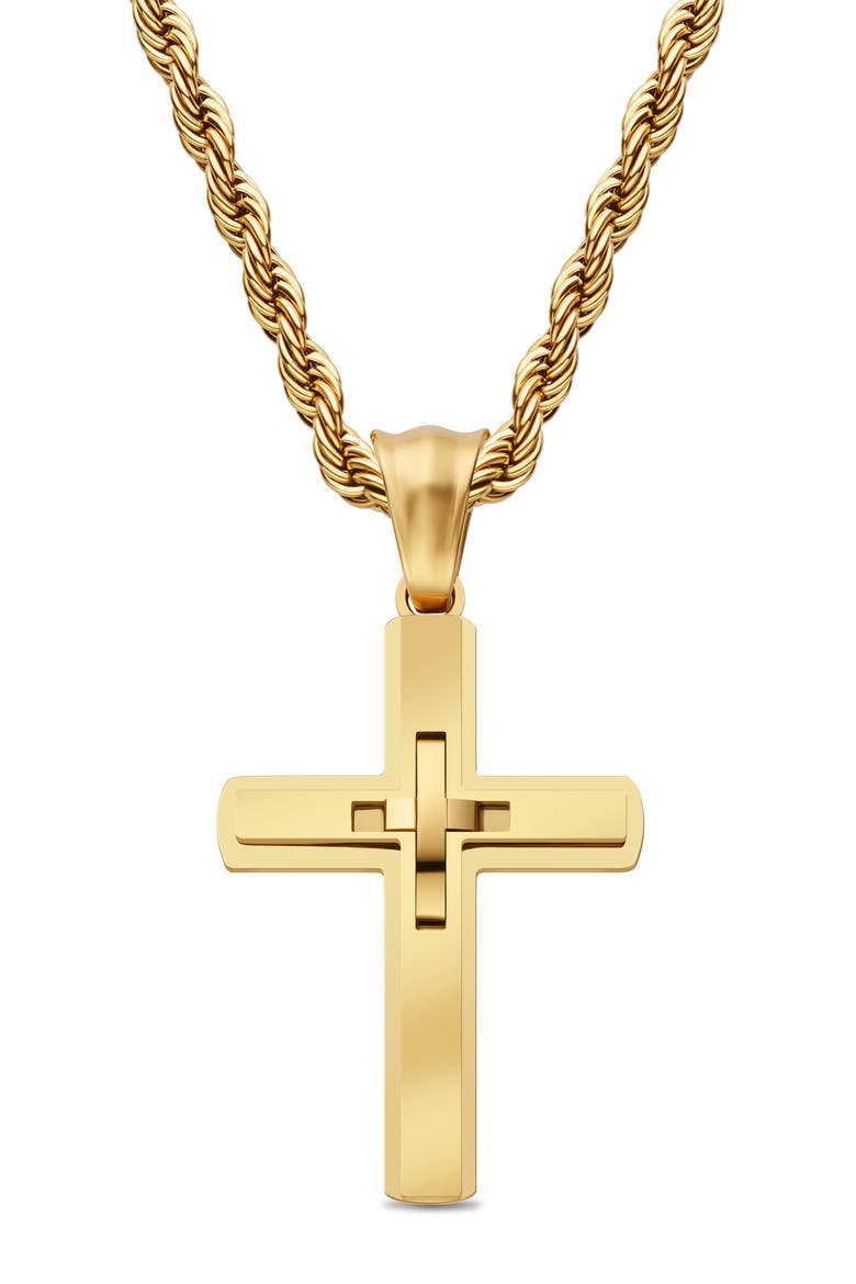 Men's Cross Pendant Necklace, Main, color, GOLD