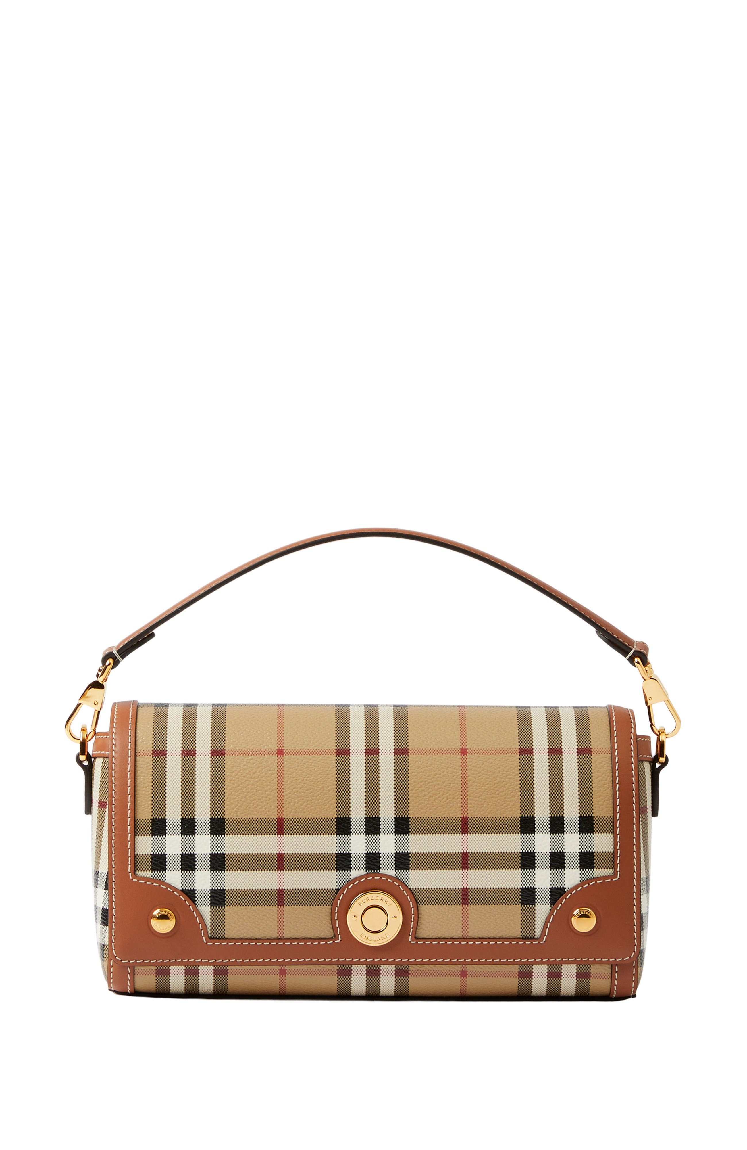 Burberry Top Handle Note Bag, Main, color, Briar Brown