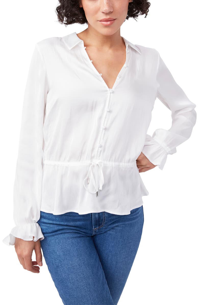 PAIGE Kendalle Tie Waist Peplum Top, Main, color, White