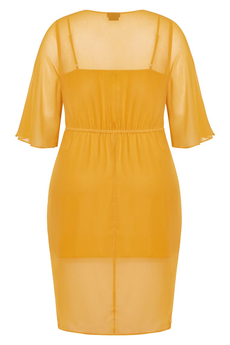 Drawn Up Ruched Chiffon Dress, Alternate, color, HONEY
