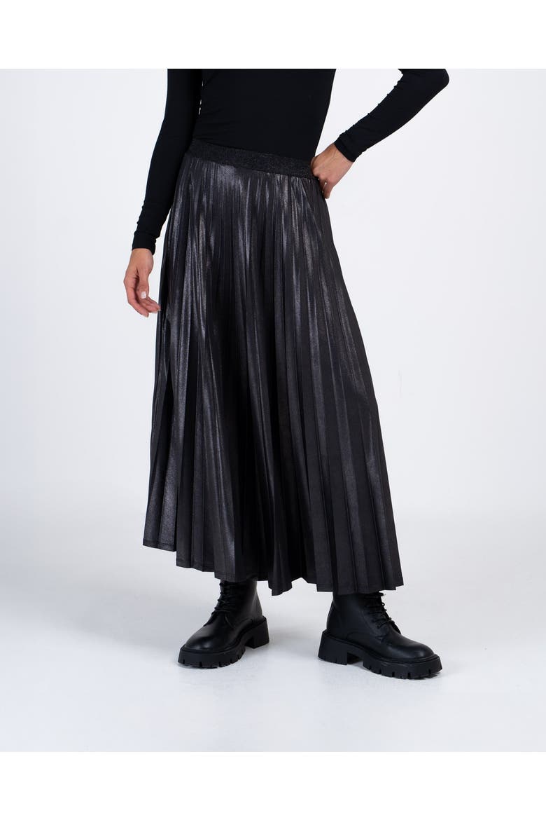 Metallic Full Pleated Skirt, Main, color, Charcoal Shimmer