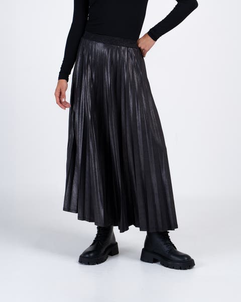 Metallic Full Pleated Skirt