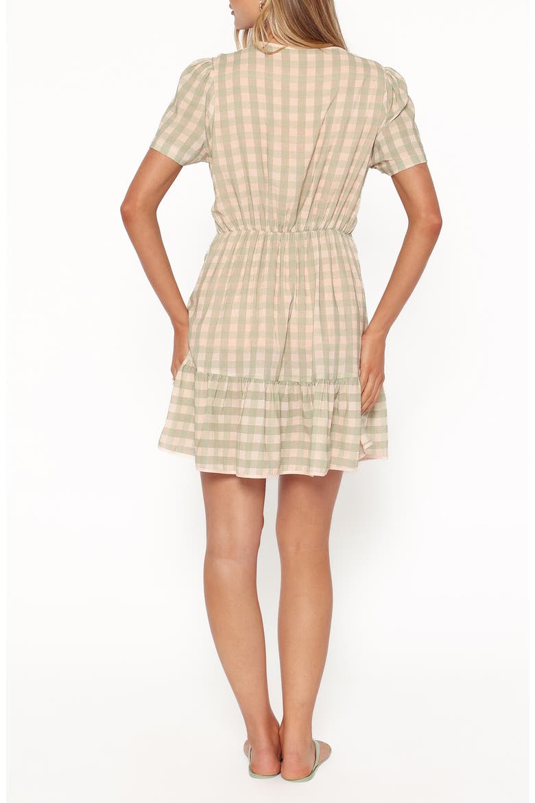 Lorry Tie Front Minidress, Alternate, color, GREEN/ PINK GINGHAM