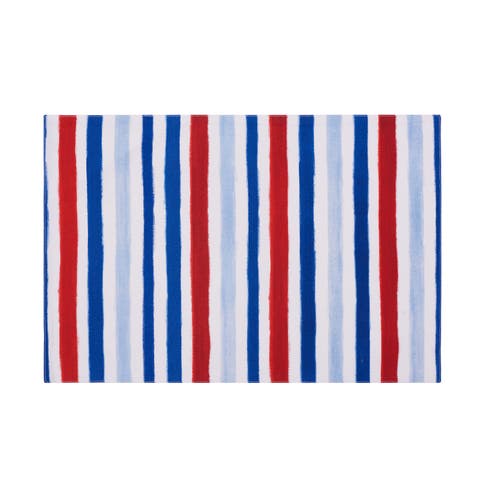Patriotic Watercolor Stripes 4th of July Cotton Tabletop Placemats, Set of 6, 14" x 20"