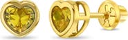 In Season Jewelry 14k Heart Bezel Simulated Birthstone Earrings