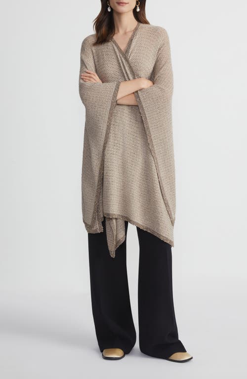 Lafayette 148 New York Metallic Knit Ruana In Smoked Taupe Metallic
