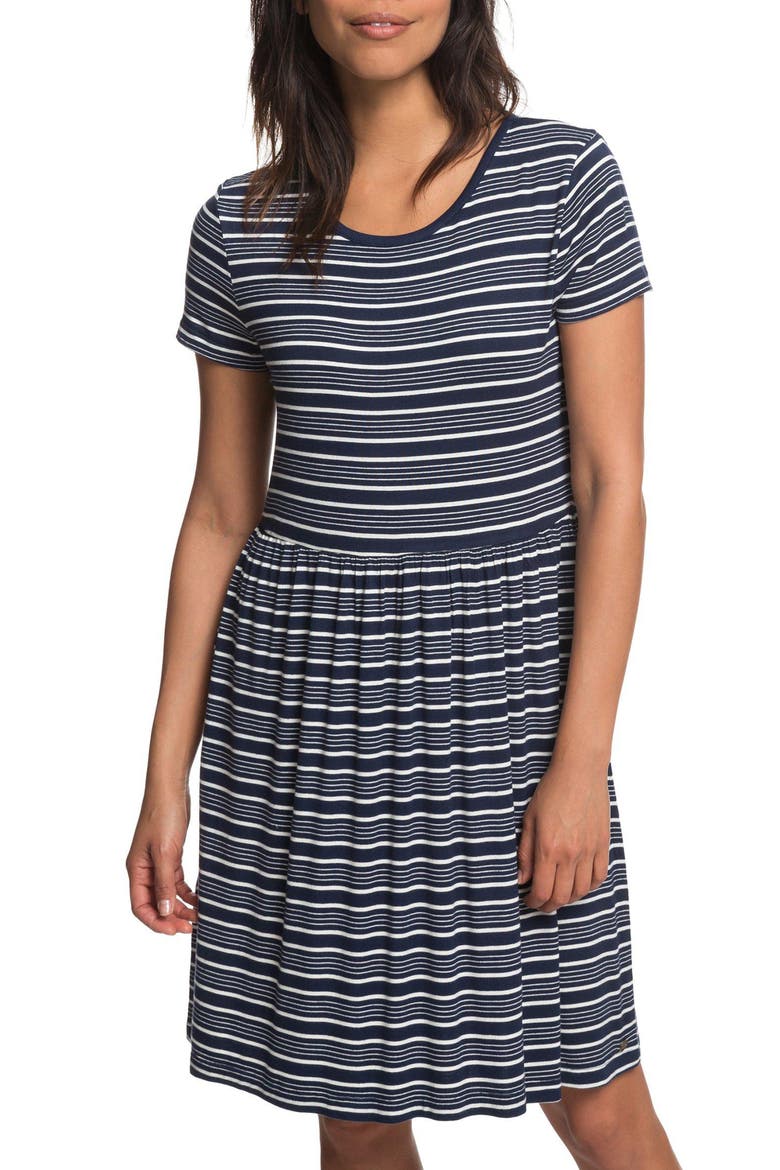 Fame For Glory Stripe T-Shirt Dress, Main, color, DRESS BLUES HORIZONTAL STRIPES