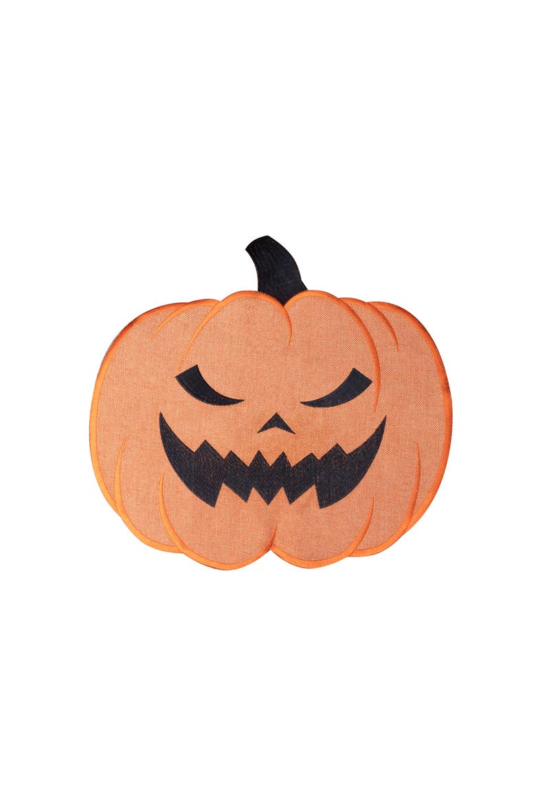Jack O' Lantern Round Halloween Single Placemat 17", Main, color, Orange