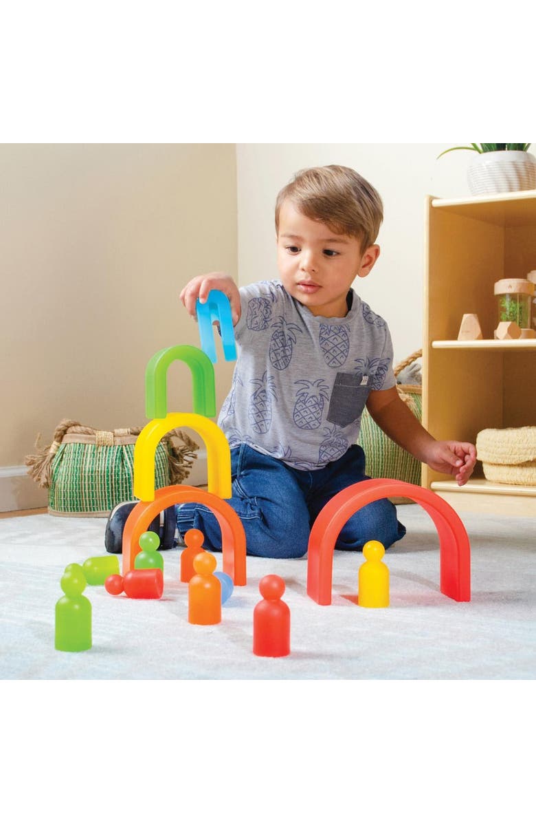 Kaplan Early Learning Company Discovery Stackers - Rainbow Tall Arch - 5 Pieces, Alternate, color, Rainbow