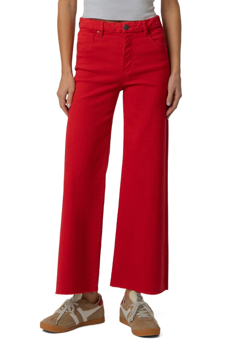 Meg Fab Ab Raw Hem High Waist Ankle Wide Leg Jeans, Main, color, TOMATO