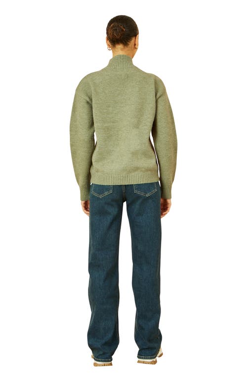 Yumi Floral Detail High Neck Knit Sweater In Green