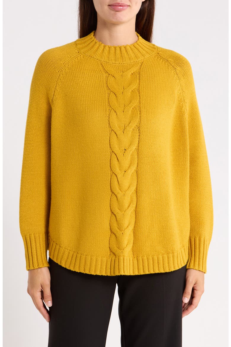 Center Cable Mock Neck Sweater, Main, color, MUSTARD