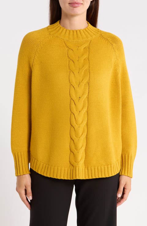Center Cable Mock Neck Sweater