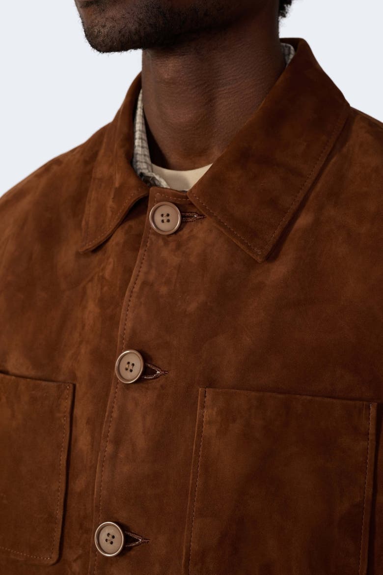 Beckett Suede Chore Jacket, Alternate, color, Chestnut